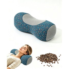 Buckwheat Hull Pillow for Neck Pain Relief Adjustable Roll Support Pillow