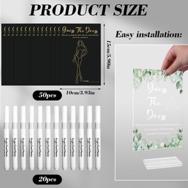 Guess The Dress Bridal Shower Games for Guests Include 1 Acrylic Bridal Shower Sign 60 Black Gold Guessing Cards and 20 Acrylic Pens Fun Wedding Shower Games Decorations Party Supplies Games Ideas