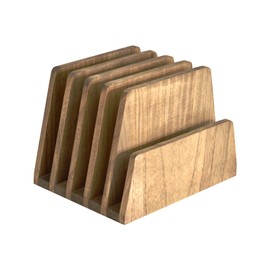 KIRIGEN Wooden Desk Mail Organizer 5 Slots File Paper Holder Desktop Wood Document Letter Holder Organizer for Home Office Dark Brown (5KWJJ-DBR)