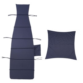 YFIWDBRO Outdoor Hanging Lounge Chair Cushion with Umbrella – High-Resilience Sponge, Side Pocket, Fade-Resistant, Patio Curved Chaise Hammock Swing Lounger Cushion Pad（Navy Blue）