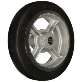 Wesco 150120 8" Diameter Cast Iron Center Moldon Rubber Wheel, 600-lb. Capacity, 2" Tread Width, 3/4" Bore, 2-3/16" Hub Diameter