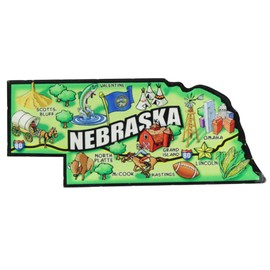 Colorful Nebraska State Map Acrylic Magnet, Souvenir Fridge Accessory, Travel Keepsake, 3.75 x 1.5 Inches