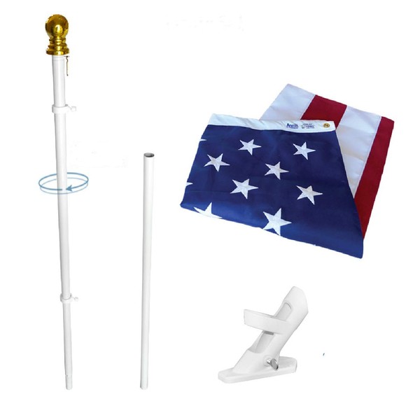 Annin Flagmakers American Flag SolarGuard Nylon Flag and Flagpole Kit, Estate Kit, 6 Feet (Model 238221)