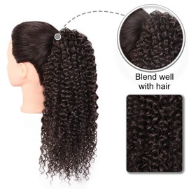 Vigorous Dark Brown Drawstring Ponytail Extension Short Afro Kinky Curly Ponytail for African Women Fluffy Pony Tails Hair Extensions Synthetic Hairpiece for Daily Use