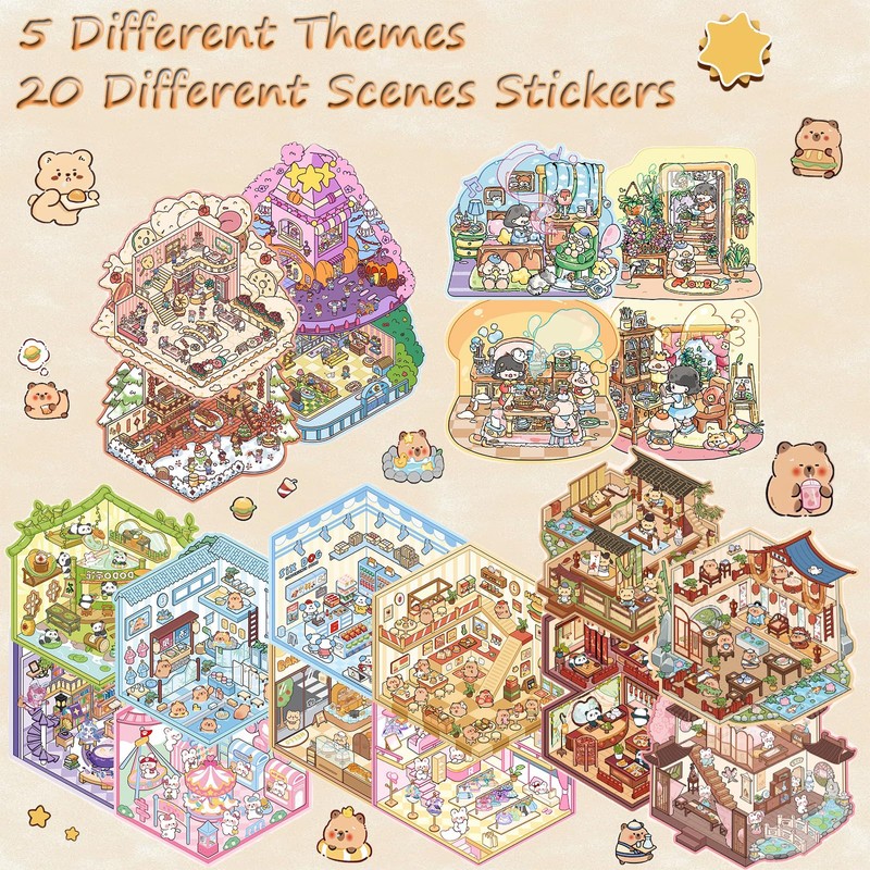 Afufu Cute Stickers for Adults & Kids, 20 Sets 3D
