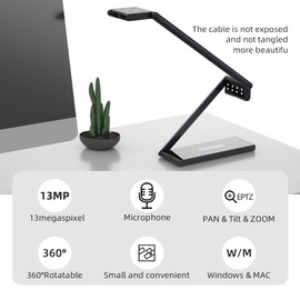ZSEEWCAM 13 MP USB Document Camera for Teacher Teaching Finance Office, 4K UHD A2 Size Capture, with Dual Mode LED Fill Light and Auto Focus, Distance Learning Network, Remote Work, Classroom Use