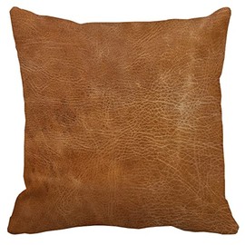 decorbox Brown Leather Print 16x16 Inch Throw Pillow Cover, Western Southwestern Decorative Faux Cowhide Cowskin Cushion Case, Rustic Farmhouse Soft Pillowcase for Home Room Bed Couch Decor