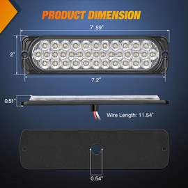 Nilight 7.5 Inch Aluminum Housing Tail Light 2 PCS 36 LED White Back Up Reverse Marker Lights Surface Mount IP67 Waterproof for 10-30V RV Camper Trailer Truck Bus Boat