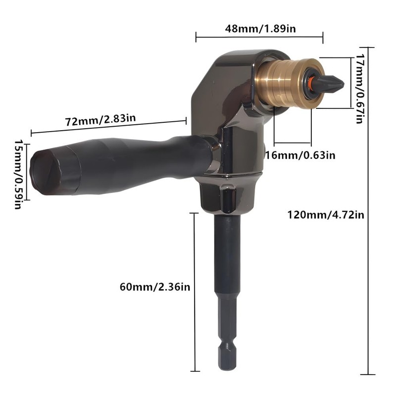 Saipe Right Angle Drill Attachment, All Metal Body 90 Degree
