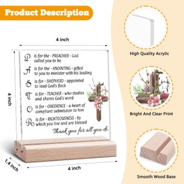 Pastor Appreciation Gifts Pastor Gift Clear Desk Decorative Sign Religious Christian Present for Men Office Decor Appreciation Day Birthday Acrylic Sign With Wooden Stand for Desk Table Shelf