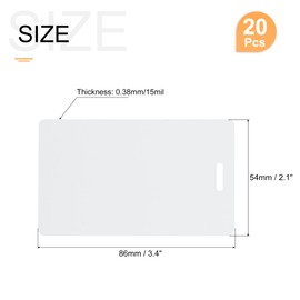 sourcing map 20 Pack Blank PVC Cards 15mil ID Blank Credit Cards Plastic with Slot Punch on Short Side for ID Badge Printer, Graphics White