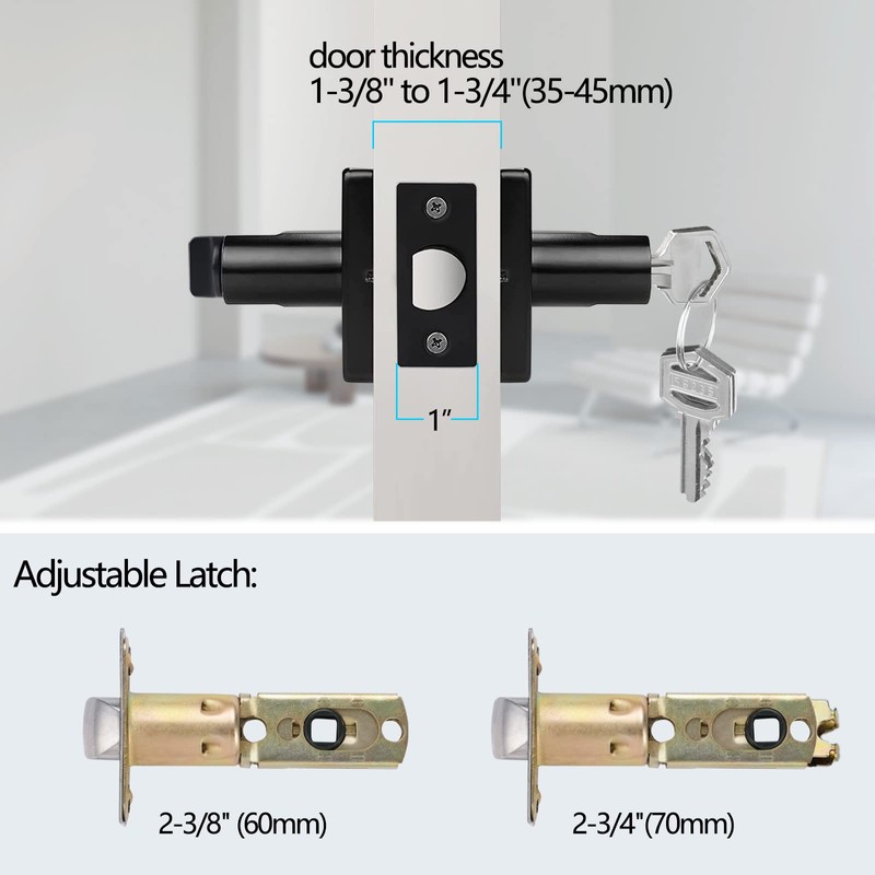 HISAFE Black Exterior Door Handle with Lock and Keys, Keyed