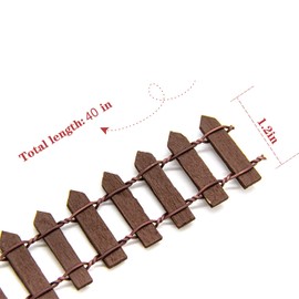 AUEAR, 2 Pack 40 Inch Long Mini Fairy Garden Fence Wood Ornament Wooden Decorative Picket Fence for DIY Crafts Project (Brown, 2-Pack)