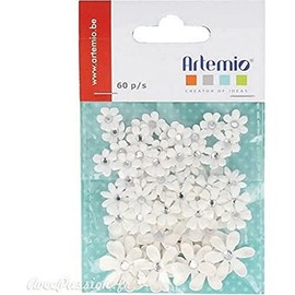 Artemio Set of 60 Mini Paper Flowers, White, 1 x 7.5 x 11.5 cm