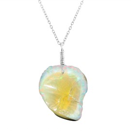 GEMKORA Real Ethiopian Opal Rough Crystals Pendant Necklace Gemstone Natural Raw Crystals Fire Play Healing Crystals, 925 Sterling Silver Jewelry 18 inch A+ Grade