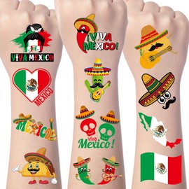 Mexican Independence Day Temporary Tattoos - Gameza 200+ Mexican Independence Day Decorations Party Favors Supplies Viva Mexico Tattoo Stickers Gifts for Kids Adults September 16th Prizes