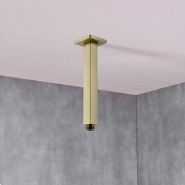 TRUSTMI Square Shower Arm with Flange 8 Inch Extension Arm for Rainfall Shower Head Ceiling Mounted Stainless Steel, Brushed Gold