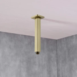 TRUSTMI Square Shower Arm with Flange 8 Inch Extension Arm for Rainfall Shower Head Ceiling Mounted Stainless Steel, Brushed Gold