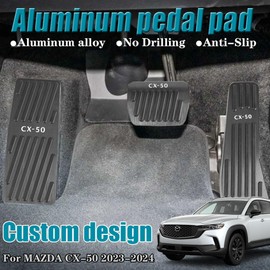 LEXLEY 3PCS Anti-Slip Aluminum Brake Gas Dead Pedal Pads,Auto No Drilling Accelerator Pedal Covers Only for Mazda 2023 2024 2025 CX-50-BLACK