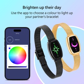 PNMNBW Long Distance Touch Bracelets for Couples, Vibration & Light up | Long Distance Couples Bracelets Relationship Gifts for Girlfriend Bluetooth Pairing Jewelry Xmas Gifts