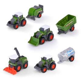 Dickie Toys Fendt Micro Team (9 cm) - Tractor Set with Trailer Original Fendt Random Selection for Ages 3 and up, Multi-Colour