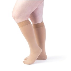Sigvaris Specialty 552 Secure Women's 20-30 Closed Toe Knee High Compression Stockings w/Silicone Band Black L2 Long