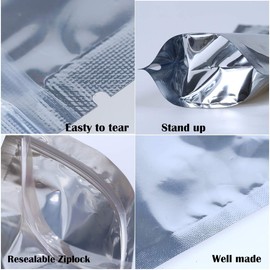 500-Pack Reclosable Small Mylar Bags for Food Storage 4.7" x 7.9" Stand Up Ziplock Pouch Bags in Bulk Resealable Smell Proof Aluminum Silver Foil Bags with Clear Window
