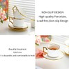 Porcelain Tea/Coffee Cup and Saucer Set, 6 Pieces, White with