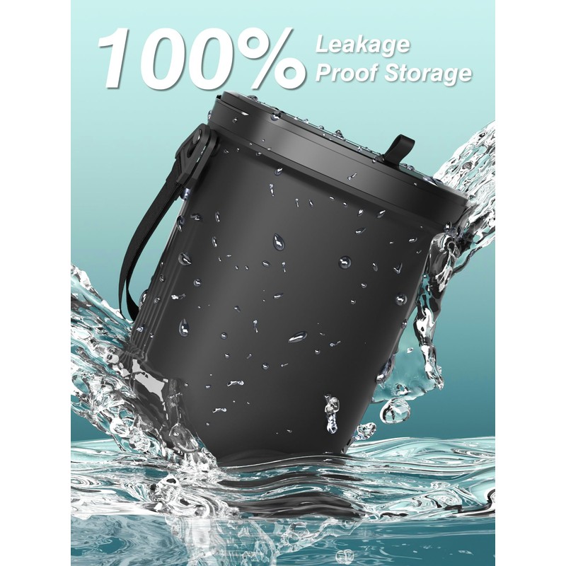 Garoopion Leakproof Car Trash Can, 1.9 Gallon Soft Silicone Hanging