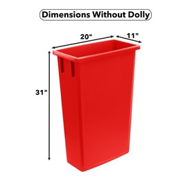 Zedfire 23-Gallon Slender Trash Can, Commercial Slim Rectangular Trash Can with Dolly - Red
