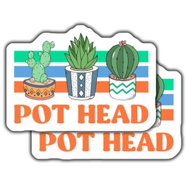 2-Pack 5-Inch Cactus Plant Stickers - Funny Pot Head Decals - Indoor Plant Lover's Art - Cute Succulent Stickers for Laptops - Water Bottles - Notebooks - - CCSTICKER13343