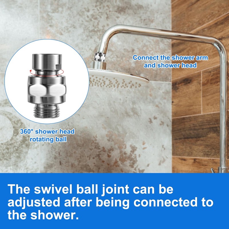 Swivel Shower Head Adapter, Sturdy Thicken Shower Connector Ball Joint