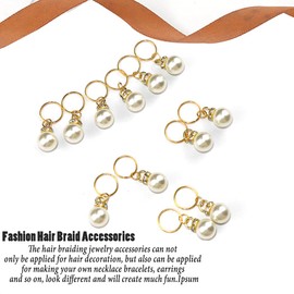 NAISKA 12PCS Gold Pearl Shiny Hair Accessories: Braid Clips, Dreadlock Accessories, Wedding Hair Pins with Crystal Rhinestones, Hair Jewelry for Women Cuffs, Charms, Rings