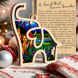 Elephant Gifts for Women Sisterhood Ornament: Unique Christmas True Friendship Friends Wooden Sister Story Loyalty Festive Decor Charm Elefantes Lanyard Figurine Tree Hanging