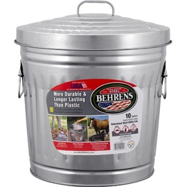 Behrens Manufacturing 6210 Galvanized Steel Trash Can, 10-Gallon