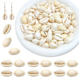 SUPGOD 100 Shell Beads Natural Shell Beads for Threading Shells for Crafts with Hole for DIY Decoration, Beach Theme Party, Aquarium, Vase Filler