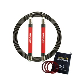 MOGOLD Speed Jump Rope For Man&Women-Ball Bearing Design-Length Adjustable-360 Degree Spin-Silicone Grip Skipping Rope with 4 Speed Ropes for Fitness Workout Crossfit & Home Exercises