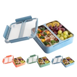 xxonyx Bento Lunch Box 1100ml for Adults and Kids Stainless Steel Compartments Leakproof Large Capacity Packed Metal Lunchbox for Hot Food and Salad Snack Container (blue)