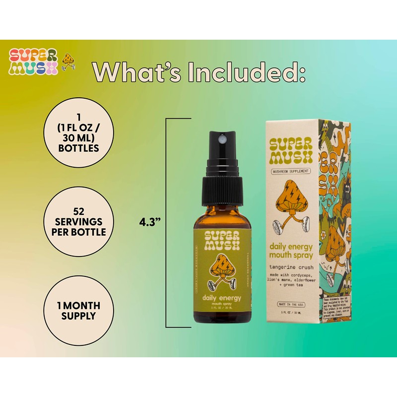 SuperMush Daily Energy Mouth Spray | Mushroom Spray | Pure