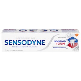 Sensodyne Sensodyne Sensitivity and Gum Whitening Toothpaste, Strengthens Protects and Whitens Sensitive Teeth, 75 mL (Packaging May Vary)