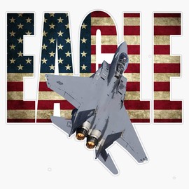 HOF Trading F15 Eagle Fighter Airplane Airplane Us Airforce Flag Vinyl Sticker Waterproof Decal Laptop Wall Window Bumper Sticker 5"