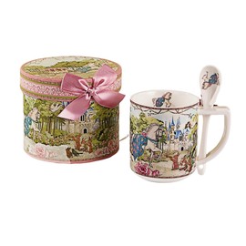 ROSSRORE Ancient Castle Tea Set - Strengthened Bone China Teacup & Saucer Sets, London Floral Wedding Carriage Theme, Luxurious & Elegant Gift Box Packaging (Afternoon Tea Set)300ML