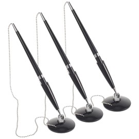 Operitacx Writing Pen Writing Pen 3Pcs Desk Pen with Chain Business Pen Holder Stands Bank Table Signature Pen for Reception Desks (Black) Rotating Pen Holder Rotating Pen Holder