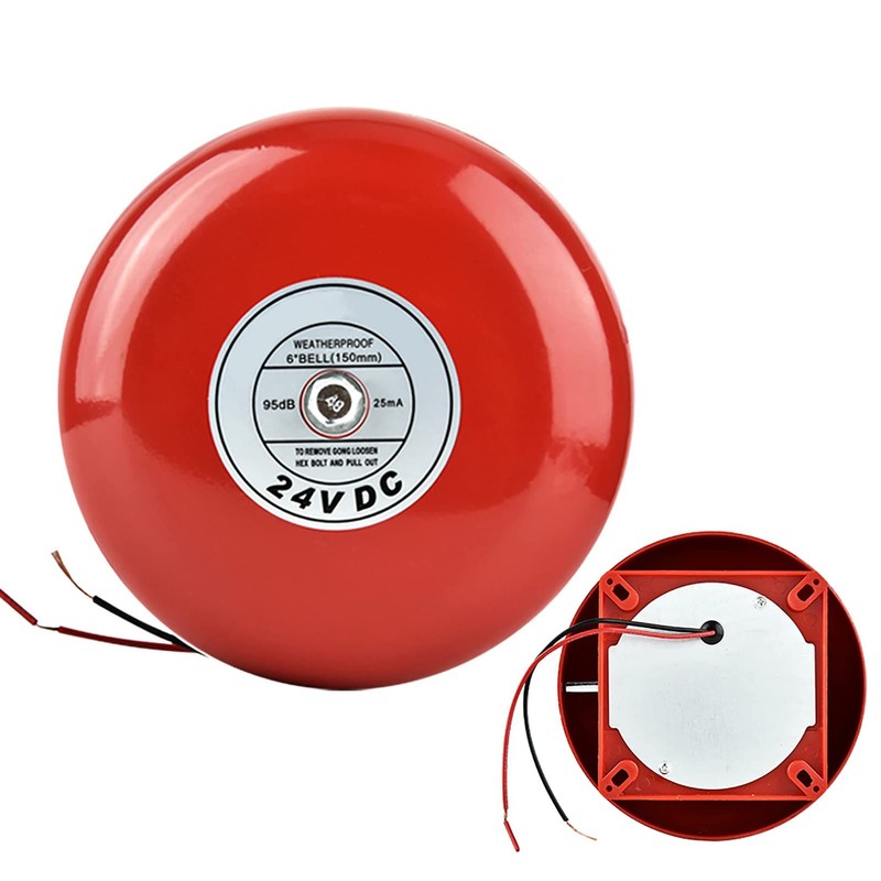 Fire School Safety Fire Alarm Bell, 24V Metal Round Alarm,