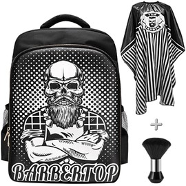 Barber Supplies Clippers Backpack for Hairdresser, with Barber Cape & Barber Brush, Large Barber Travel Bag Zipper Backpack, Water Proof Barber Accessories of Professional Hair Cutting Tools Backpack