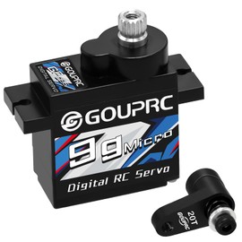 GOUPRC 9G Micro Digital Servo of Metal Gears for ARRMA Granite GROM 1/18 Typhon GROM 1/14 Mini Mojave GROM 1/14 RC Car Buggy Truck, Upgrade Servo Parts with 20T Servo Horn Black