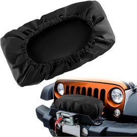 ZONADAH Winch Cover 48x19x24cm Waterproof Heavy Duty Winch Protection Dust Cover Dust-Proof UV-Resistant for Indoor Outdoor Black