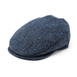 Hanna Hats - Gorro clásico de Lana Irlandesa Tradicional Gorro Unisex Cabbie. Cierre de Tuerca y Forro de tafetán. 100% Fabricado en Irlanda., Sal y Pimienta Azul Marino y Aguamarina, X-Large