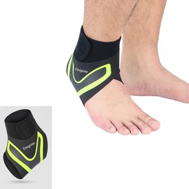 Coogime Pack of 2 Ankle Bandage Football, Flexible Foot Bandage, Plantar Fasciitis Bandage, Breathable Ankle Brace (Green, XL (EU 46-48))