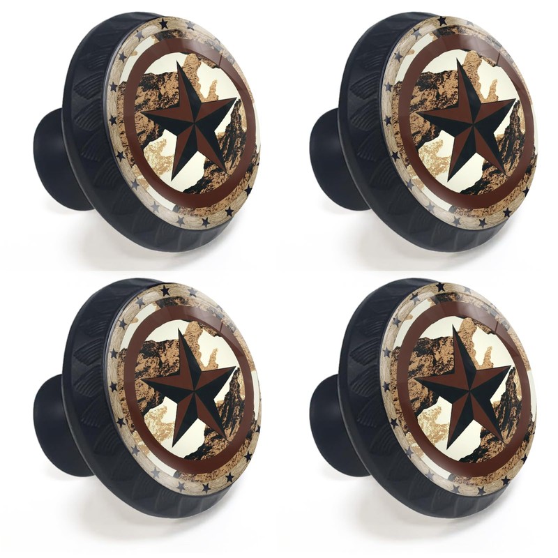 Artinhand 4 Pack Rustic Western Star Cabinet Knobs for Kitchen